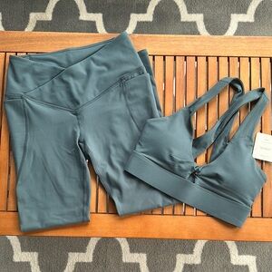 Fabletics Pure Luxe set XS color Storm Slate- greyish/sage green